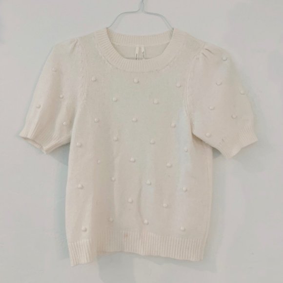 anthropologie, pom pom short sleeve sweater, xs - Picture 3 of 5